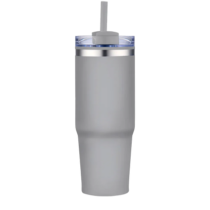 Back customization side of the Custom Branding Straw Tumbler 30 oz in Matte Grey 