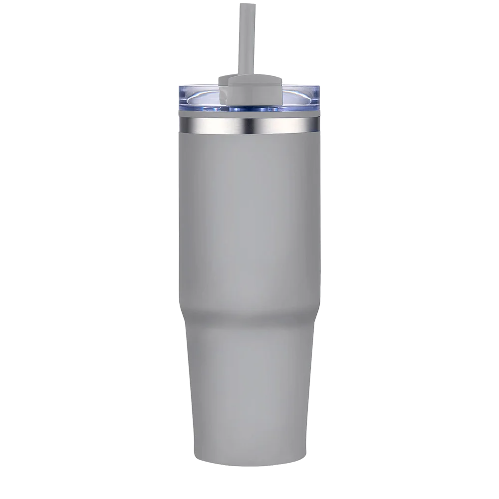 Front customization side of the Custom Branding Straw Tumbler 30 oz in Matte Grey 