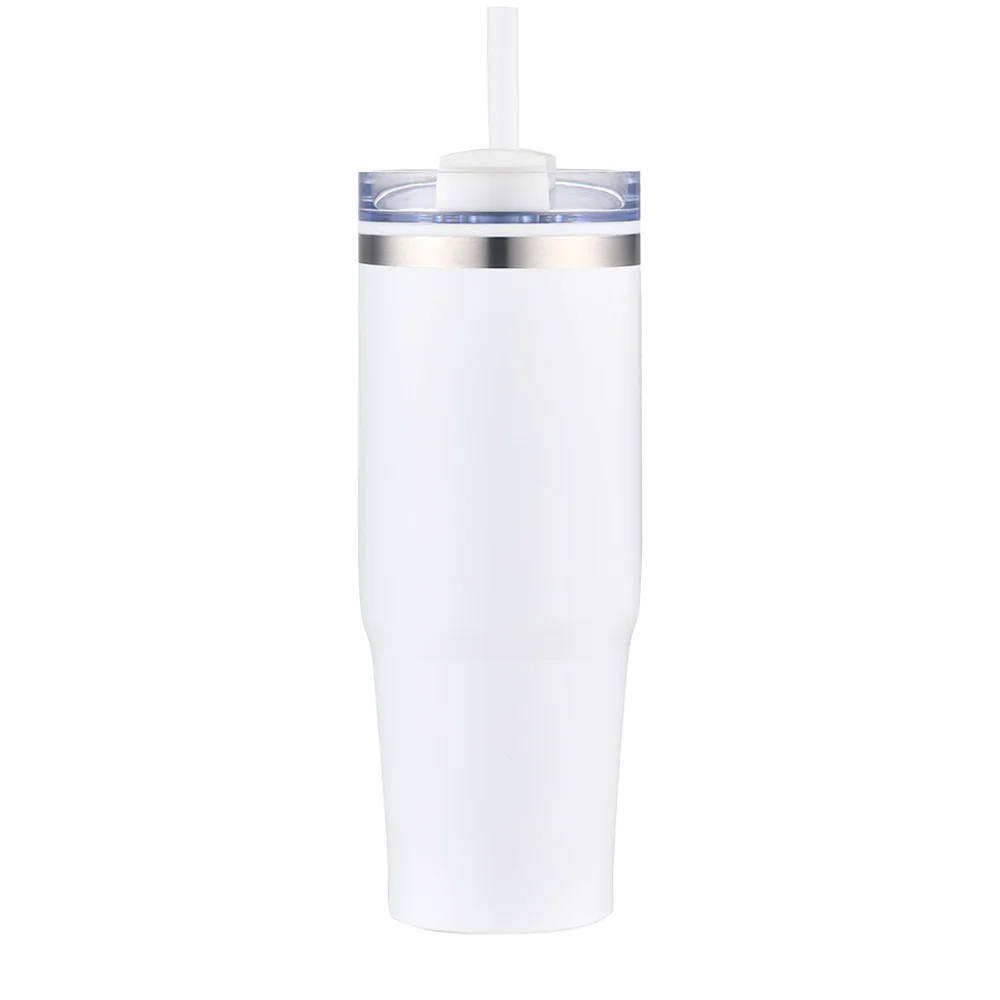 Front customization side of the Custom Branding Straw Tumbler 30 oz in Matte White 