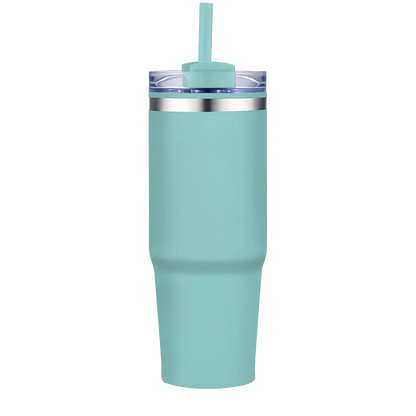 Back customization side of the Custom Branding Straw Tumbler 30 oz in Matte Lake Blue 