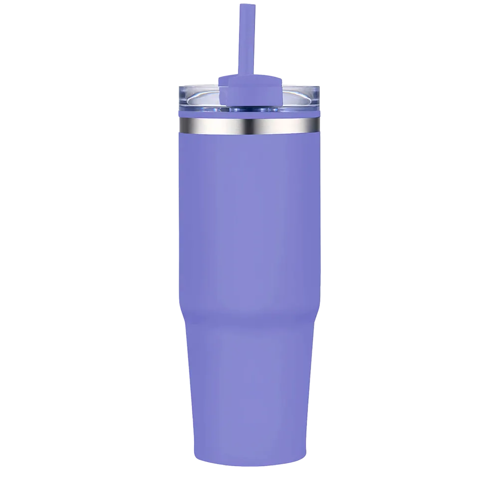 Back customization side of the Custom Branding Straw Tumbler 30 oz in Matte Purple 