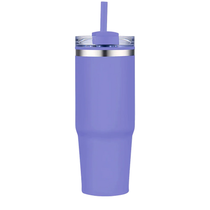 Back customization side of the Custom Branding Straw Tumbler 30 oz in Matte Purple 