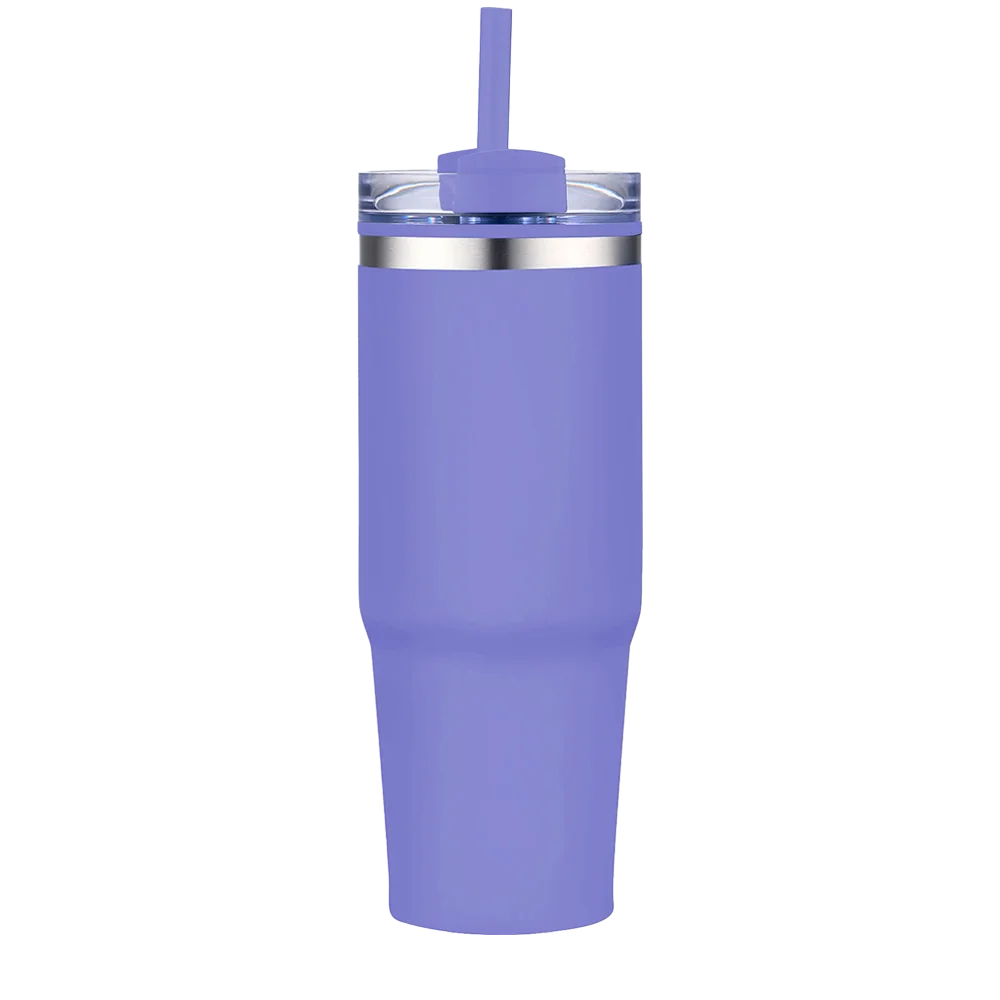 Front customization side of the Custom Branding Straw Tumbler 30 oz in Matte Purple 