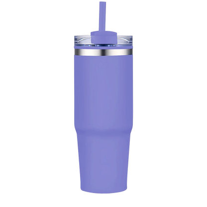 Front customization side of the Custom Branding Straw Tumbler 30 oz in Matte Purple 