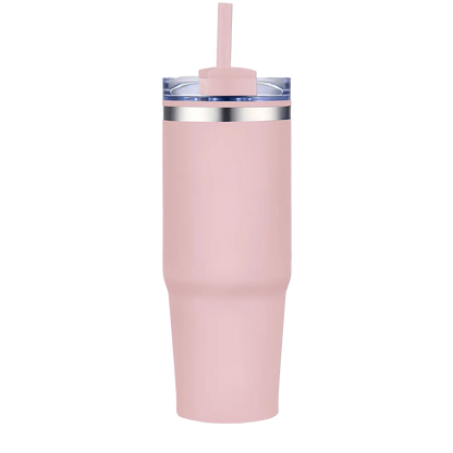 Back customization side of the Custom Branding Straw Tumbler 30 oz in Matte Pink 