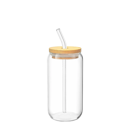 Custom Branding Can Glass with Bamboo Lid 16 oz in Default Title 