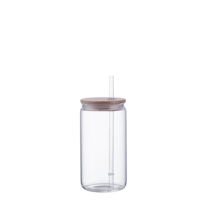 Back customization side of the Custom Branding Glass Tumbler with Bamboo Lid and Plastic Straw 18 oz in Clear 