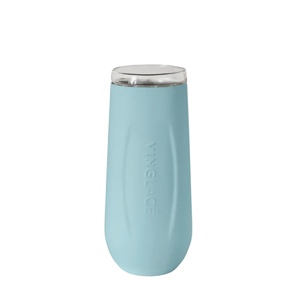 Vinglace Glass Lined Champagne Flutes 6 oz Cool Blue 