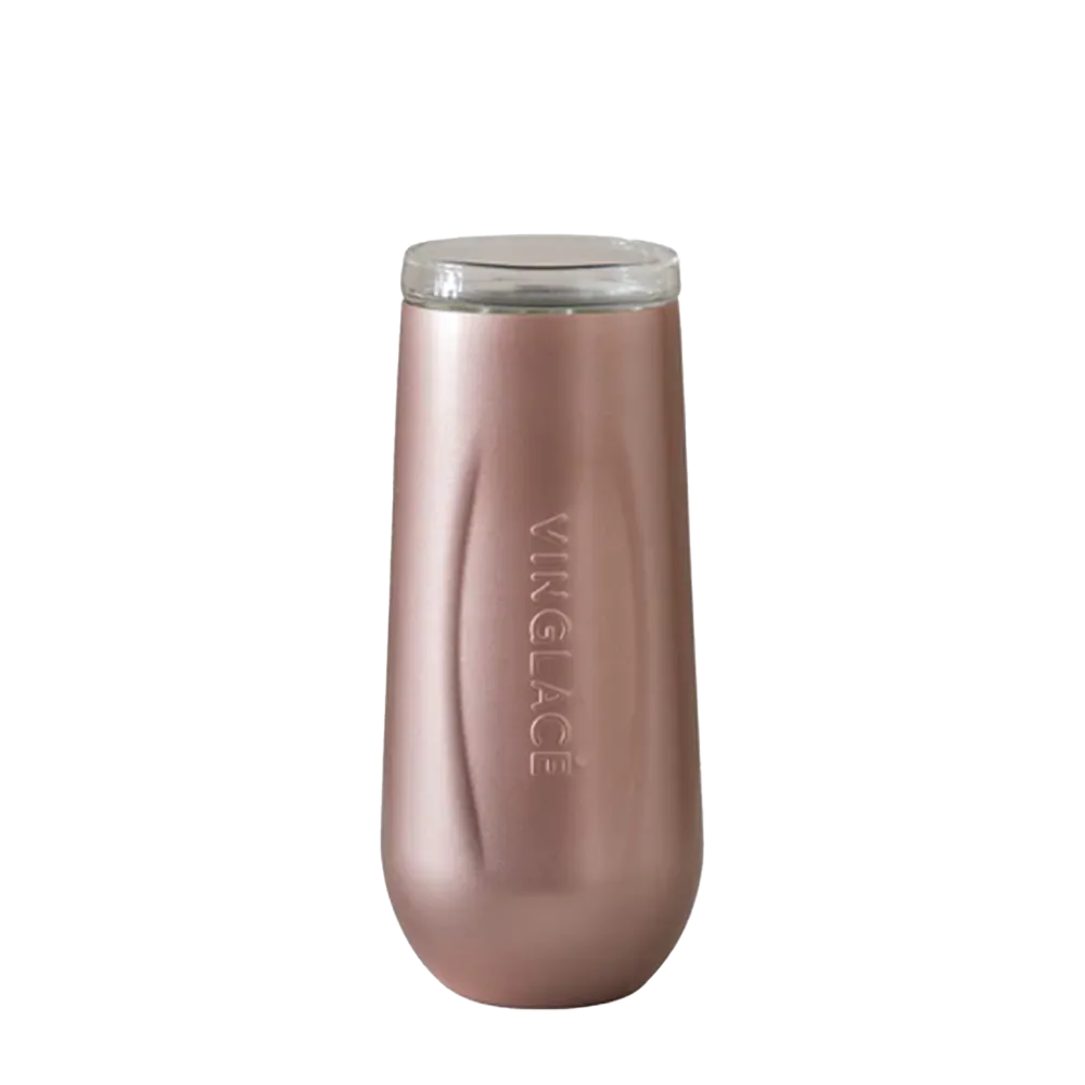 Vinglace Glass Lined Champagne Flutes 6 oz Rose Gold 