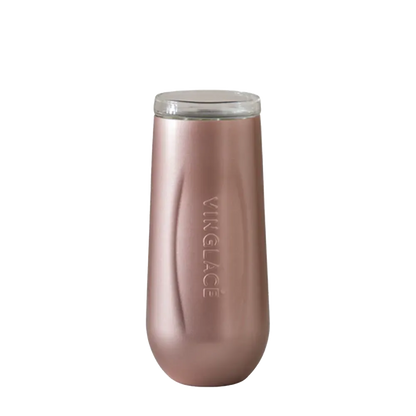 Vinglace Glass Lined Champagne Flutes 6 oz Rose Gold 