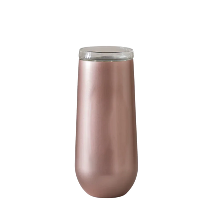 Vinglace Glass Lined Champagne Flutes 6 oz Rose Gold 