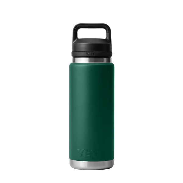 YETI 26 oz Rambler Bottle with chug cap #color_black-forest-green