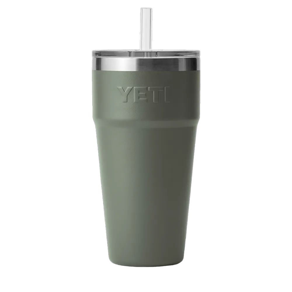 REAL YETI 26 Oz. Laser Engraved Charcoal Stainless Steel Yeti With Straw  Cap Rambler Bottle Personalized Vacuum Insulated YETI 
