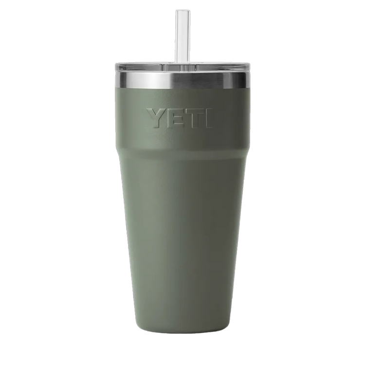 REAL YETI 26 Oz. Laser Engraved Charcoal Stainless Steel Yeti With Straw  Cap Rambler Bottle Personalized Vacuum Insulated YETI 