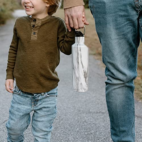 Father and son walking while holding Brumate Rehydration Mini bottle