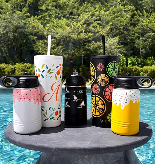 custom summer wrap designs on insulated tumblers and bottles