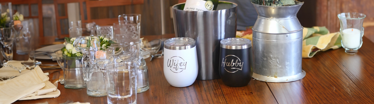 engraved wife and husband wine tumblers