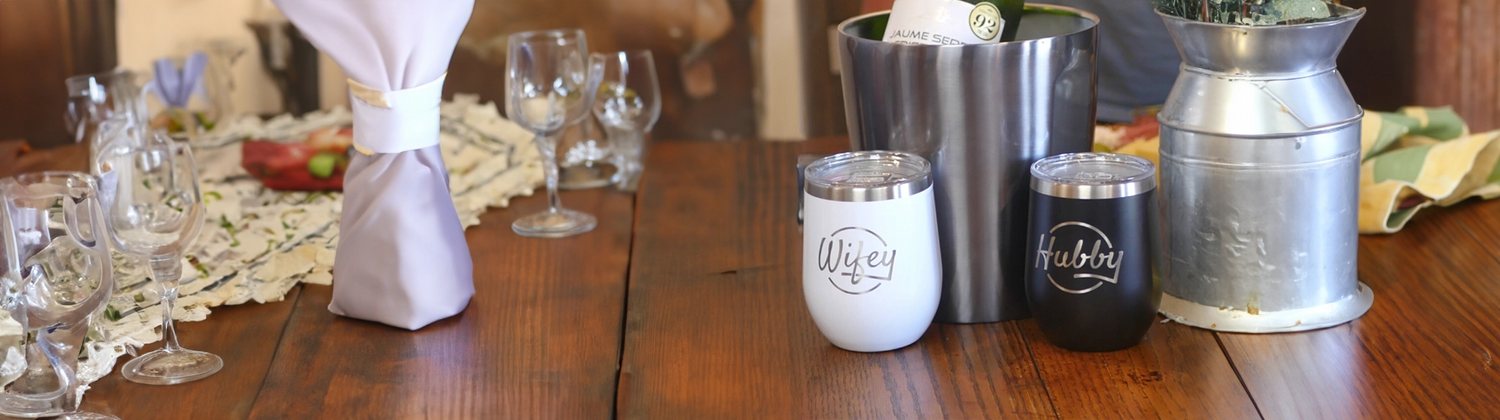 engraved wife and husband wine tumblers