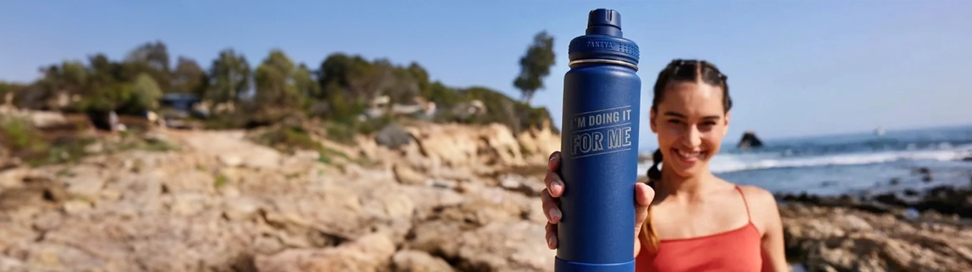 engraved water bottle with the words "I'm doing it for me"