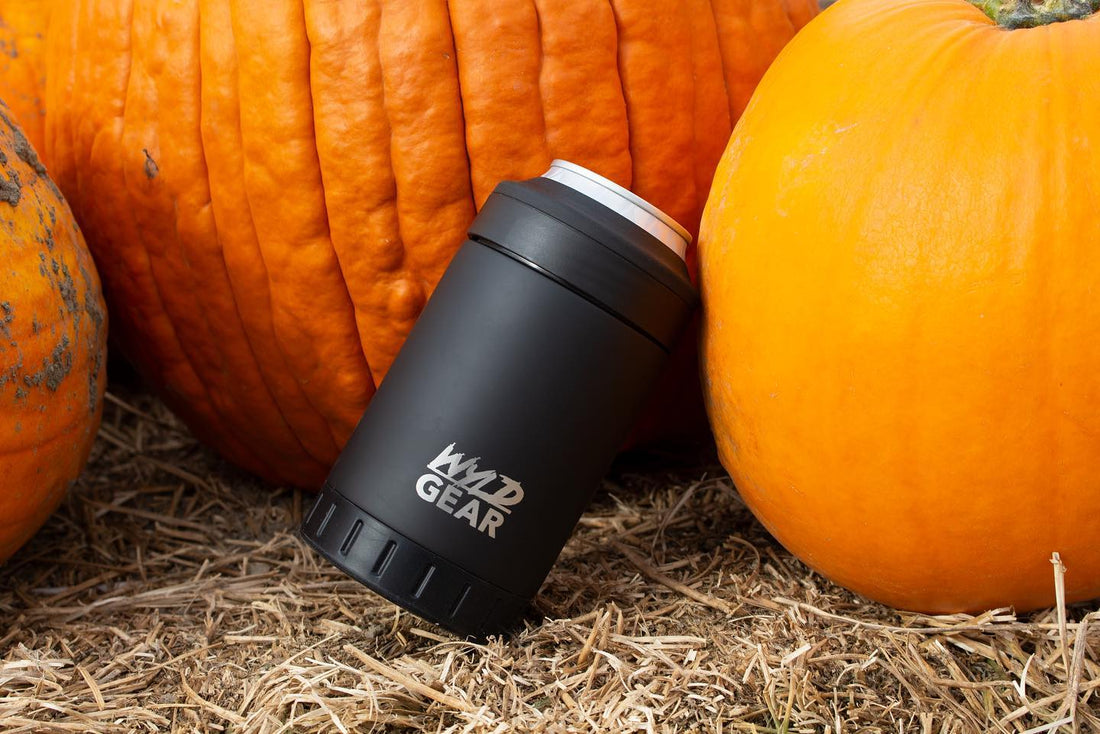 Black wyld gear multi can cooler with pumpkins behind it