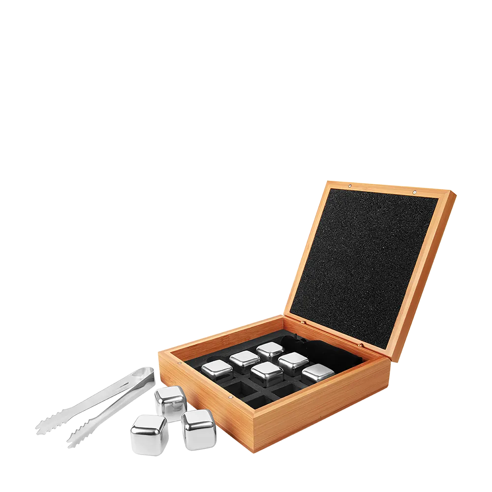 Customized Whiskey Stone Set in Bamboo Case Cocktail &amp; Barware Tool Sets from Custom Branding 