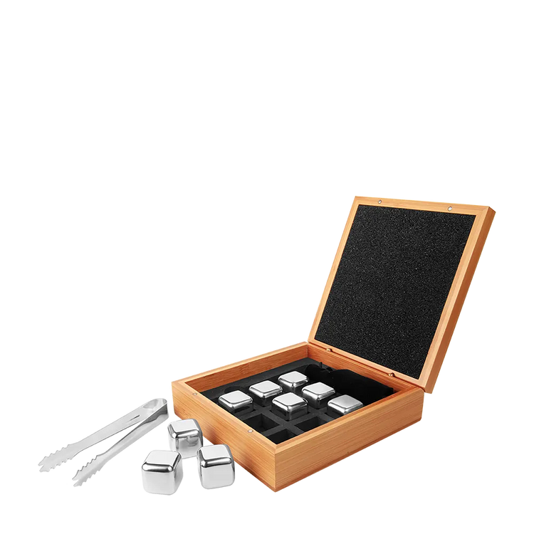 Customized Whiskey Stone Set in Bamboo Case Cocktail &amp; Barware Tool Sets from Custom Branding 