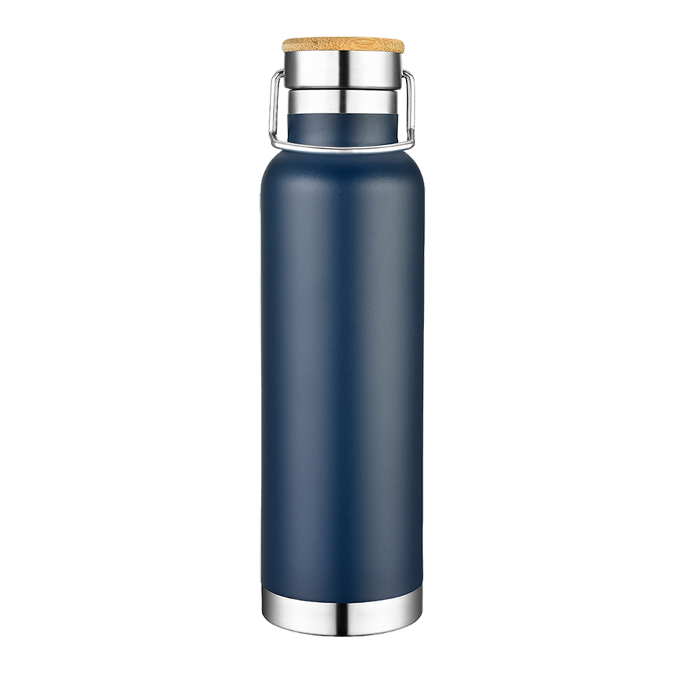 Customized Vacuum Insulated Bottle with Bamboo Top 22 oz Water Bottles from Slate