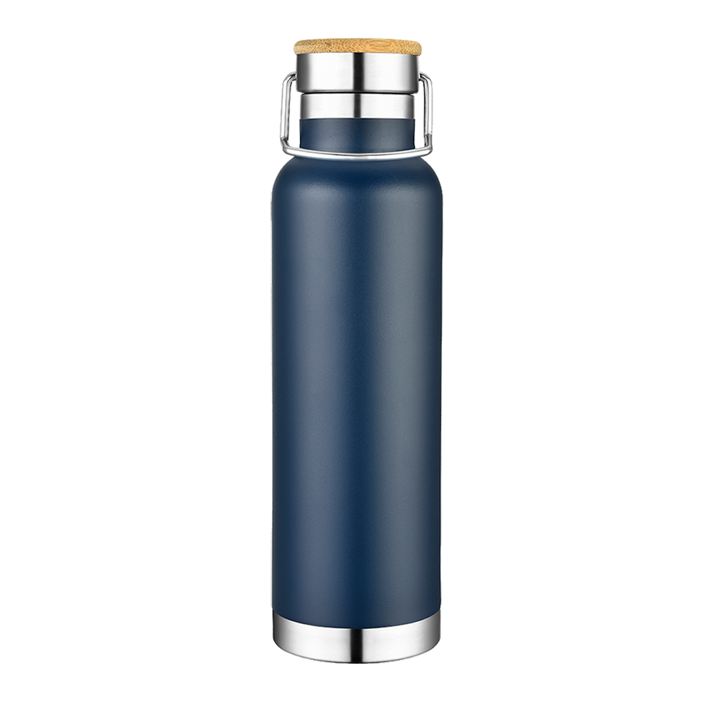 Customized Vacuum Insulated Bottle with Bamboo Top 22 oz Water Bottles from Slate 