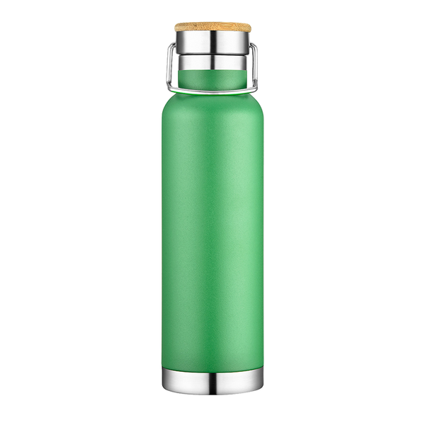 Customized Vacuum Insulated Bottle with Bamboo Top 22 oz Water Bottles from Slate #color_frosted-green