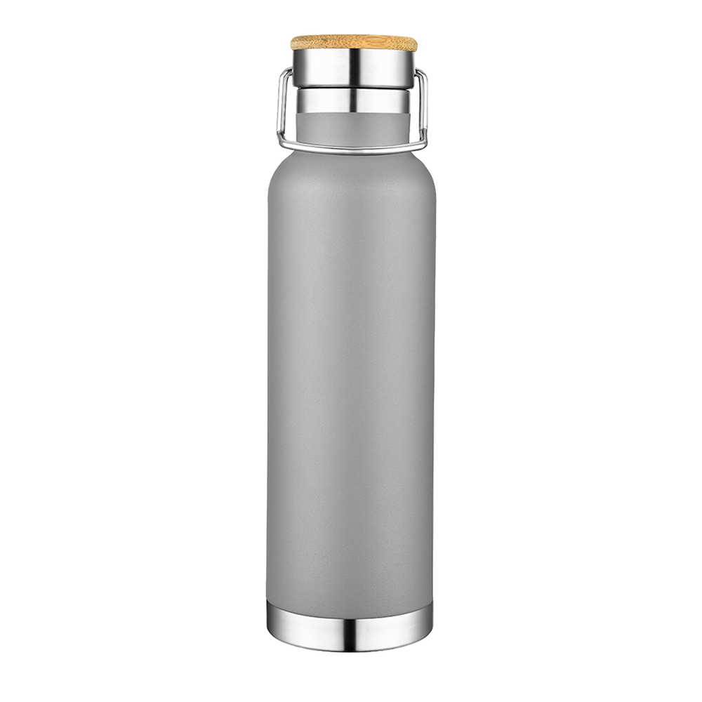 Customized Vacuum Insulated Bottle with Bamboo Top 22 oz Water Bottles from Slate 