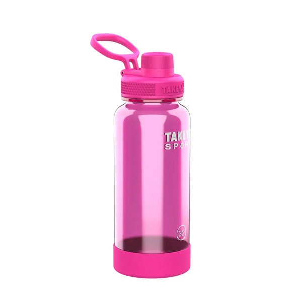 Customized Tritan Sport Water Bottle Spout Lid 32 oz Water Bottles from Takeya #color_pink-sweep