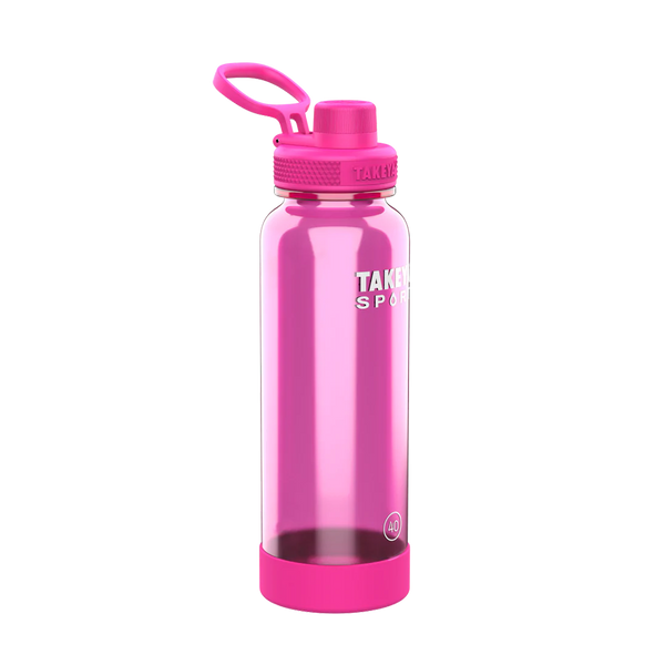 Customized Tritan Sport Water Bottle Spout Lid 40 oz Water Bottles from Takeya #color_pink-sweep