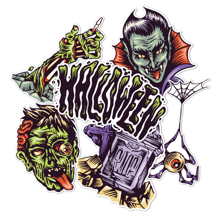 Customized Vintage Halloween Sticker Pack from Custom Branding 